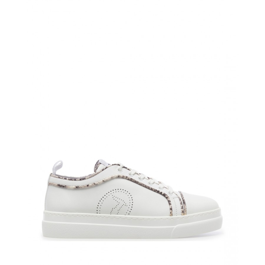 Scarpe Sneakers Donna TRUSSARDI Premium White Python Pelle Bianca
