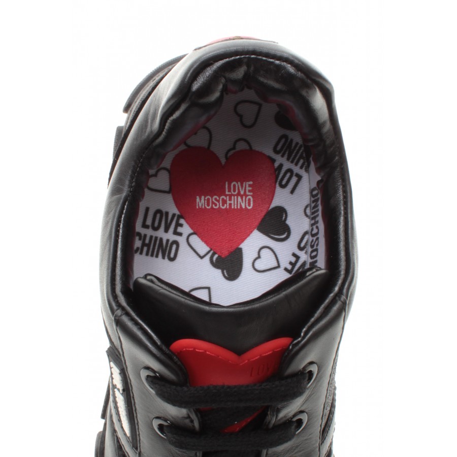 Sneakers Femme LOVE MOSCHINO JA15664 Gli Cro Ne Cuir Noir