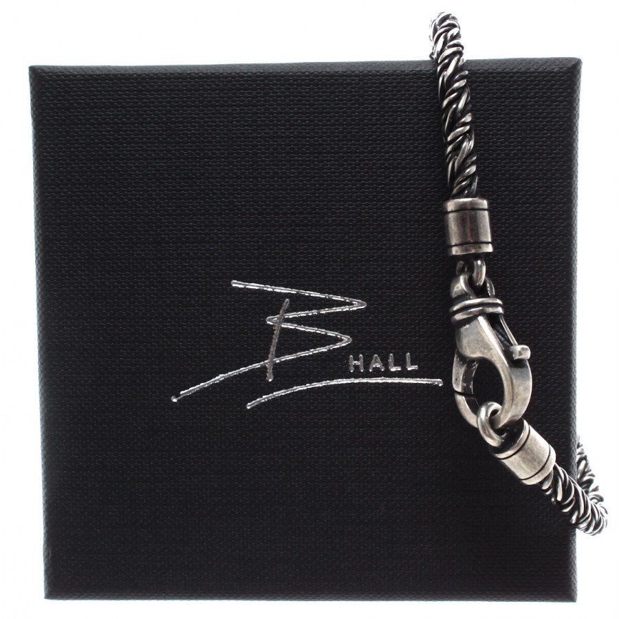 Bracelet Homme B-HALL Cordon Argent 925 Fabriqué En Italie Nouveau