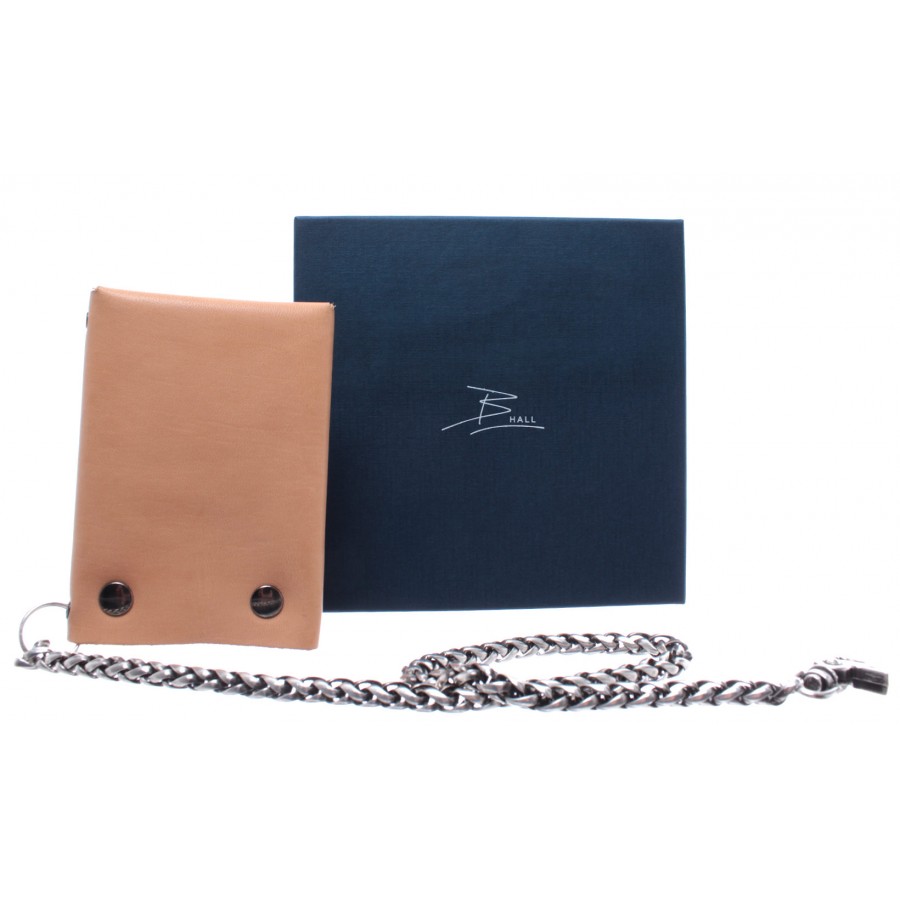 Wallet B-HALL Sand Leather Chain Brass Handmade In Italy New