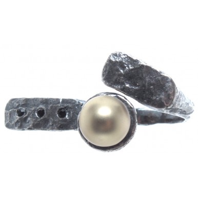 Unisex Ring B-HALL Gargoyle Castle Moon 925 Silber Geburstet Italien Verstellbar
