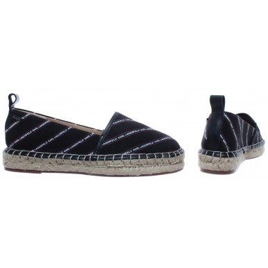 Women's Shoes Espadrillas KARL LAGERFELD Black Canvas Slip On Textile New
