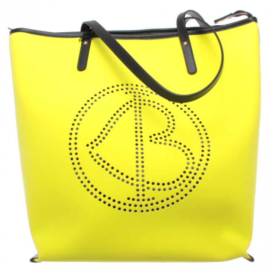 Damen Shoulder Tasche BAGGHY Venezia Love Bella Shopping Bag L Rubber Gelb Neu