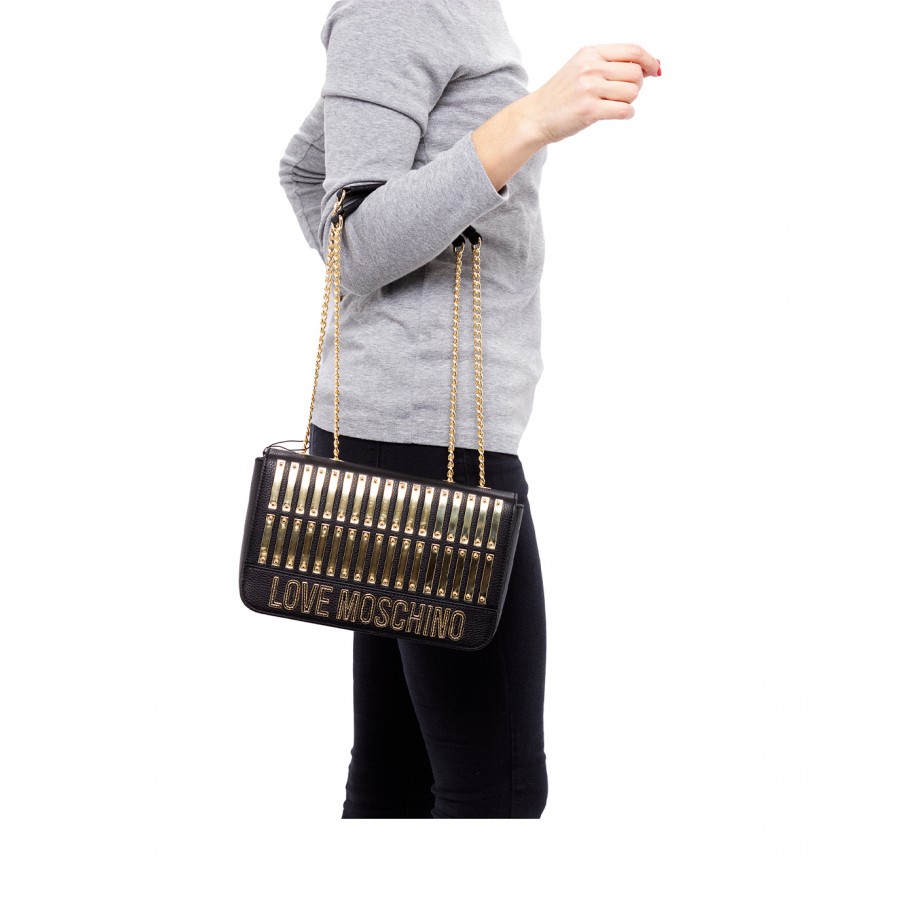 Women's Shoulder Bag LOVE MOSCHINO JC4136 Grain Nero Leather Black