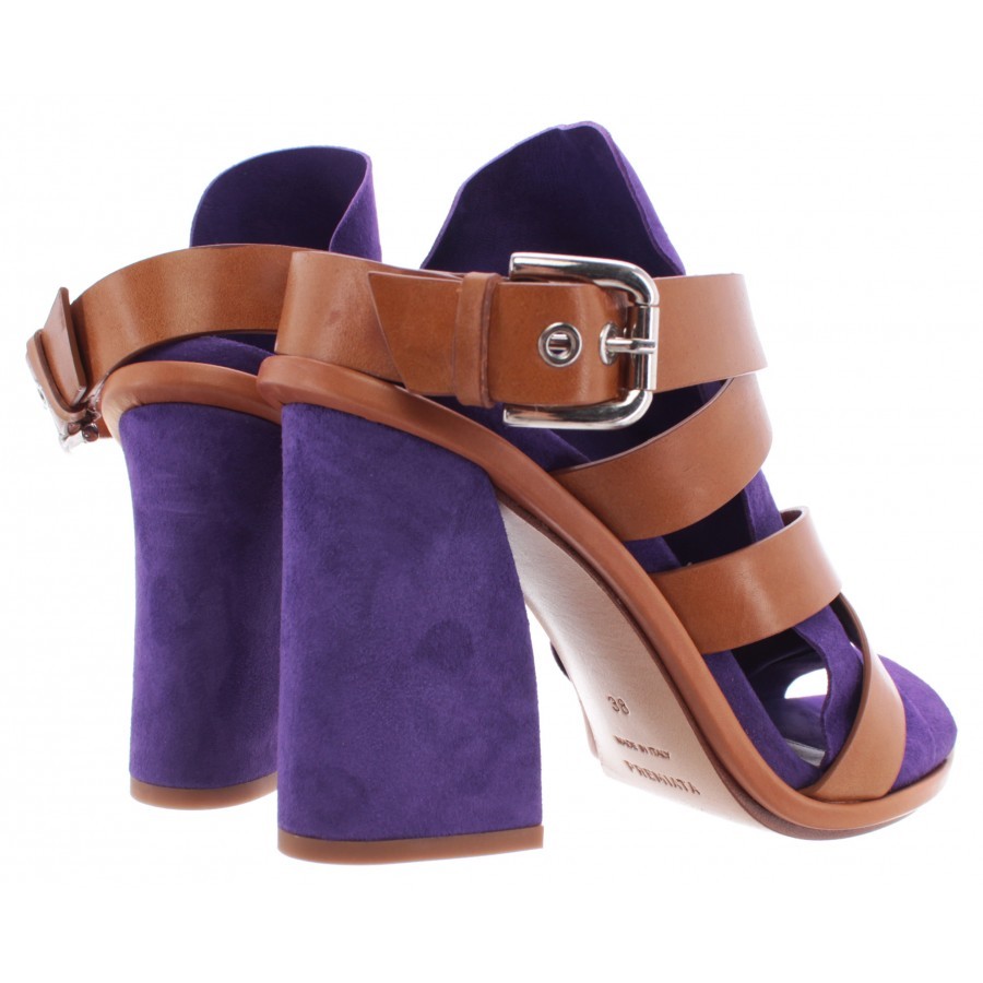 Women's Shoes Sandal Heels PREMIATA M5329 Camoscio Violet Suede Purple Leather