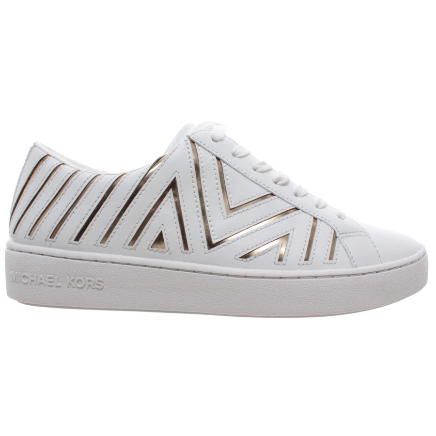 michael kors white and gold tennis shoes