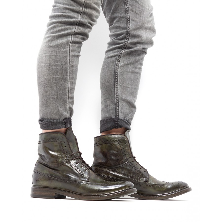 Men's Ankle Boots Shoes PREVENTI David Vitello Verde Leather Green