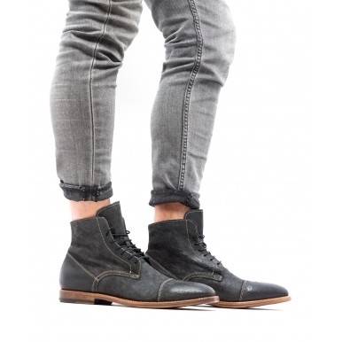 Men's Ankle Boots Shoes PREVENTI Beltran Fauno Nero Leather Black