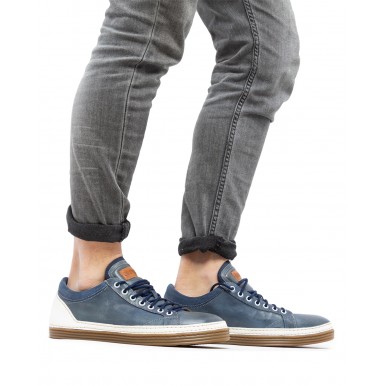 Chaussures Sneakers Hommes PREVENTI Mattias Cav Tin Blu Cuir Bleu