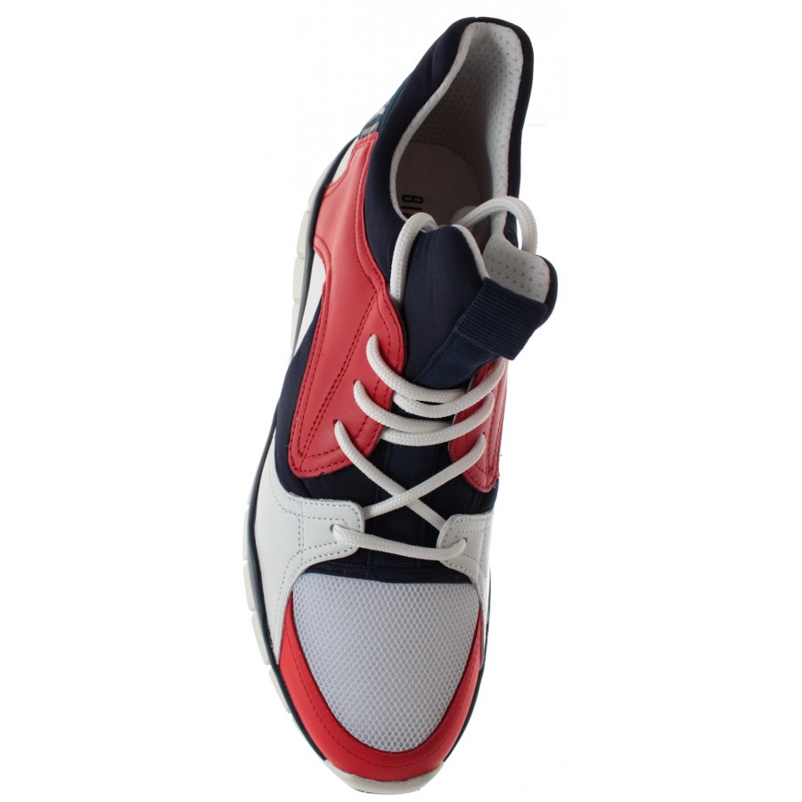 BIKKEMBERGS Chaussures Hommes Sneakers Bke Fighter Lycra Leather Red Blue New