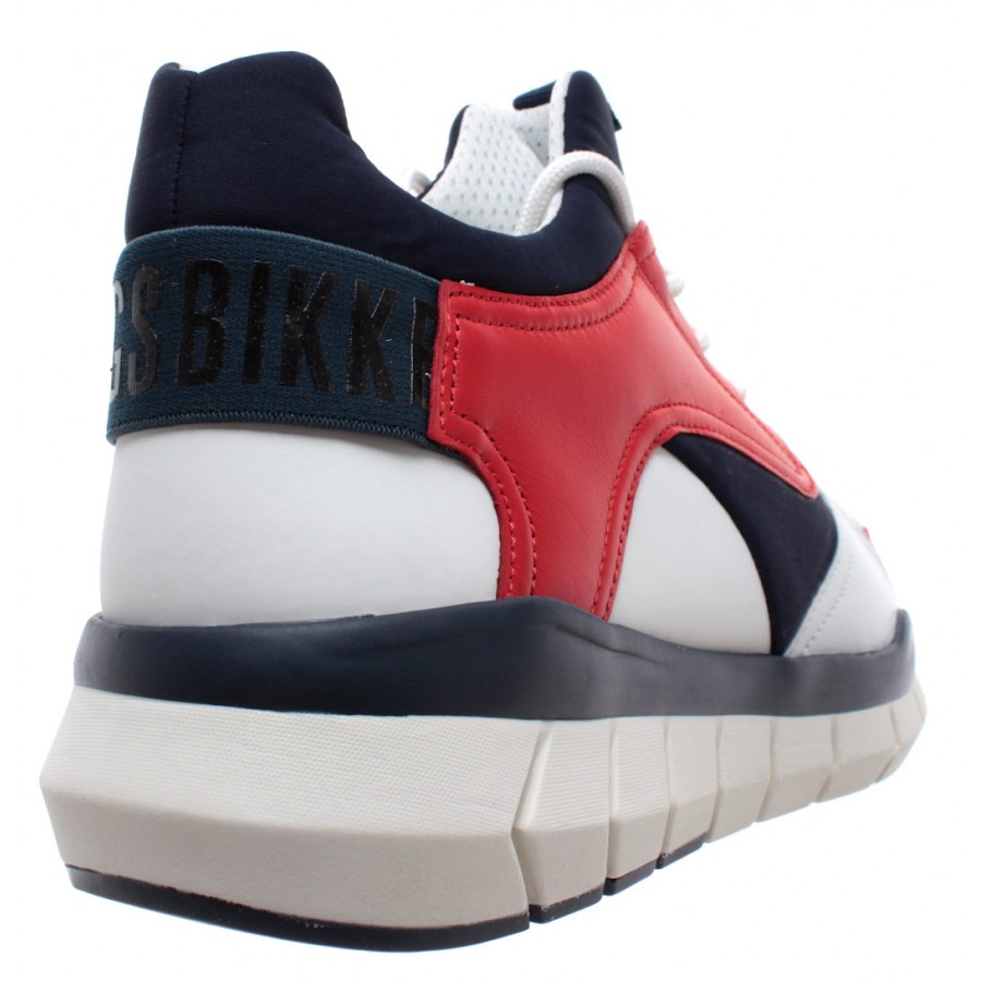 BIKKEMBERGS Scarpe Uomo Sneakers Bke Fighter Low Shoe M Lycra Leather Red Blue