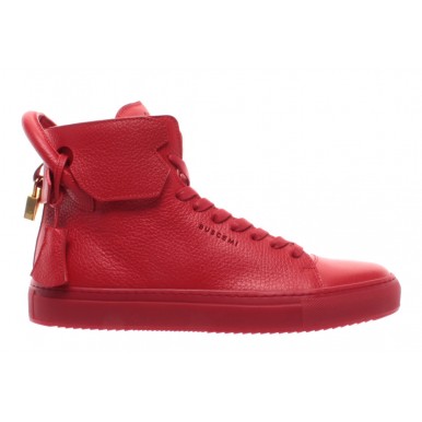 BUSCEMI Scarpe Uomo Sneakers Rosse Pelle Calf Leather Gold 125MM Handmade ITALY