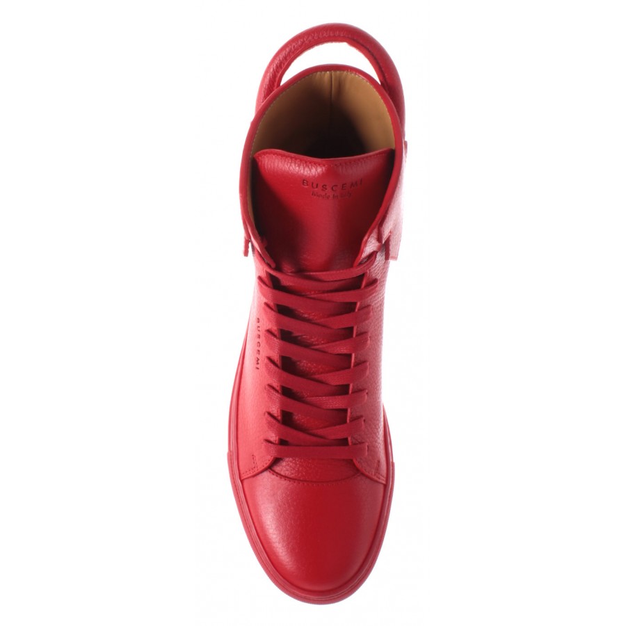 BUSCEMI Herren Schuhe Sneakers Rot Leder Gold 125MM