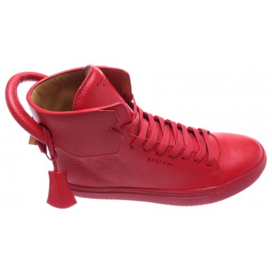 BUSCEMI Scarpe Uomo Sneakers Rosse Pelle Calf Leather Gold 125MM Handmade ITALY