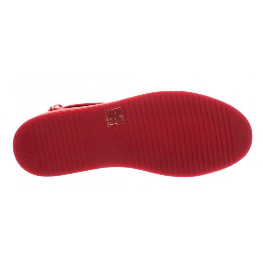 BUSCEMI Herren Schuhe Sneakers Rot Leder Gold 125MM