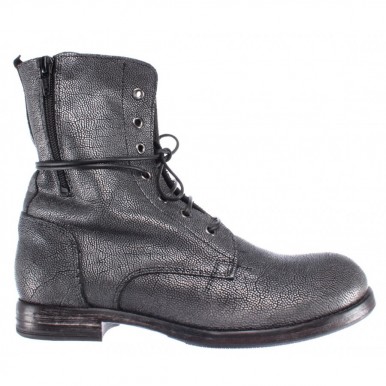 MOMA Women's Shoes Ankle Boots 88702-R1 Pelle Leather Grey Vintage Made Italy