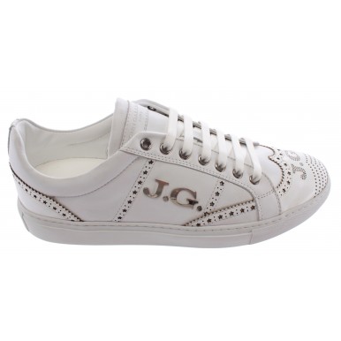 Men's Shoes Sneakers JOHN GALLIANO Paris 2496 Variante A Abrasiv Bianco Leather