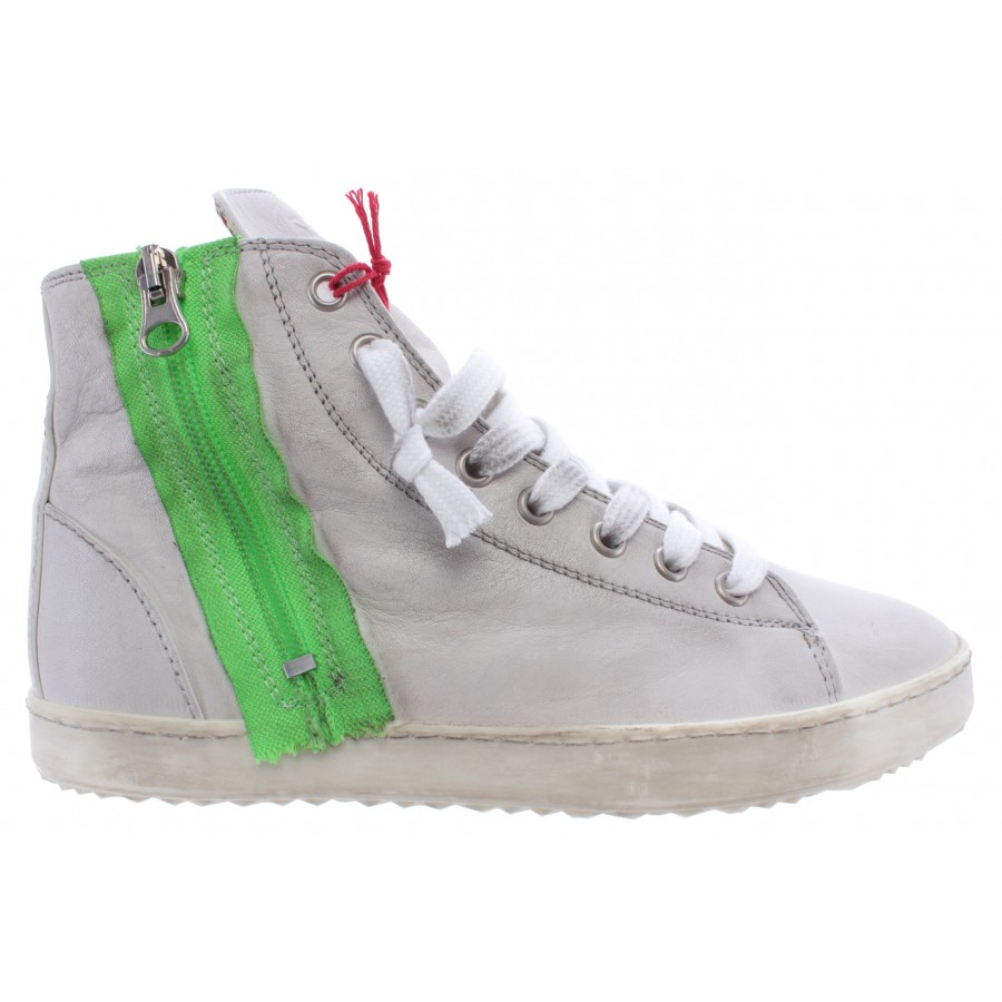 Women's Shoes Sneakers YAB Zip Sauvage 1005 Verde Leather White Vintage Made IT
