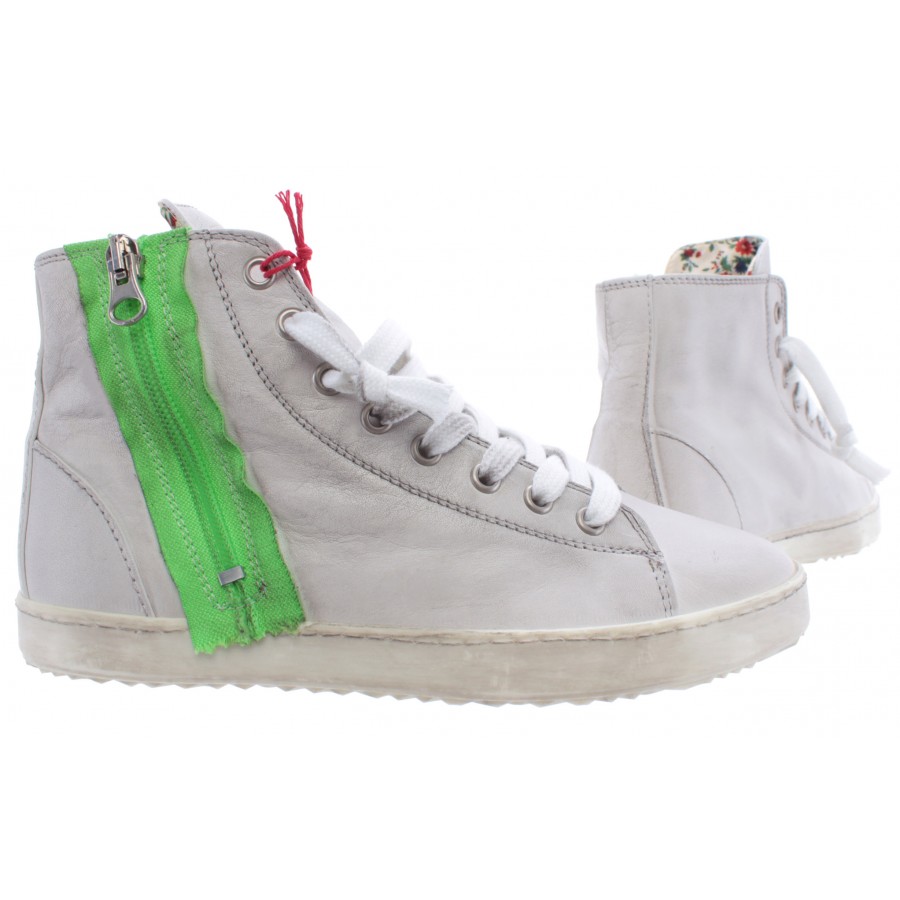 Women's Shoes Sneakers YAB Zip Sauvage 1005 Verde Leather White Vintage Made IT