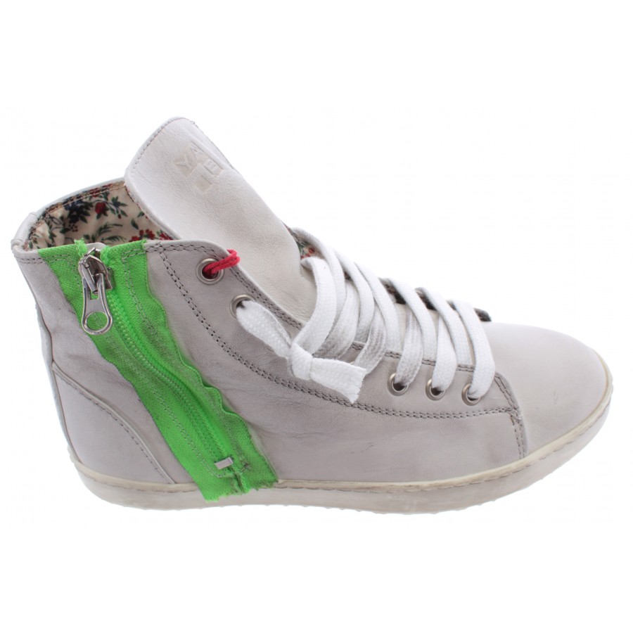 Scarpe Donna Sneakers YAB Zip Sauvage 1005 Verde Pelle Vintage Made In Italy New