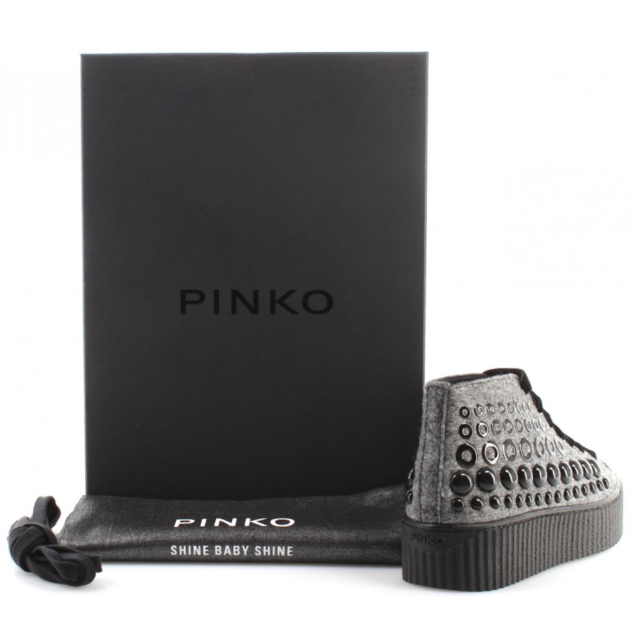 Women's Shoes Sneakers PINKO Shine Baby Shine Bolsena I42 Grey Studs New