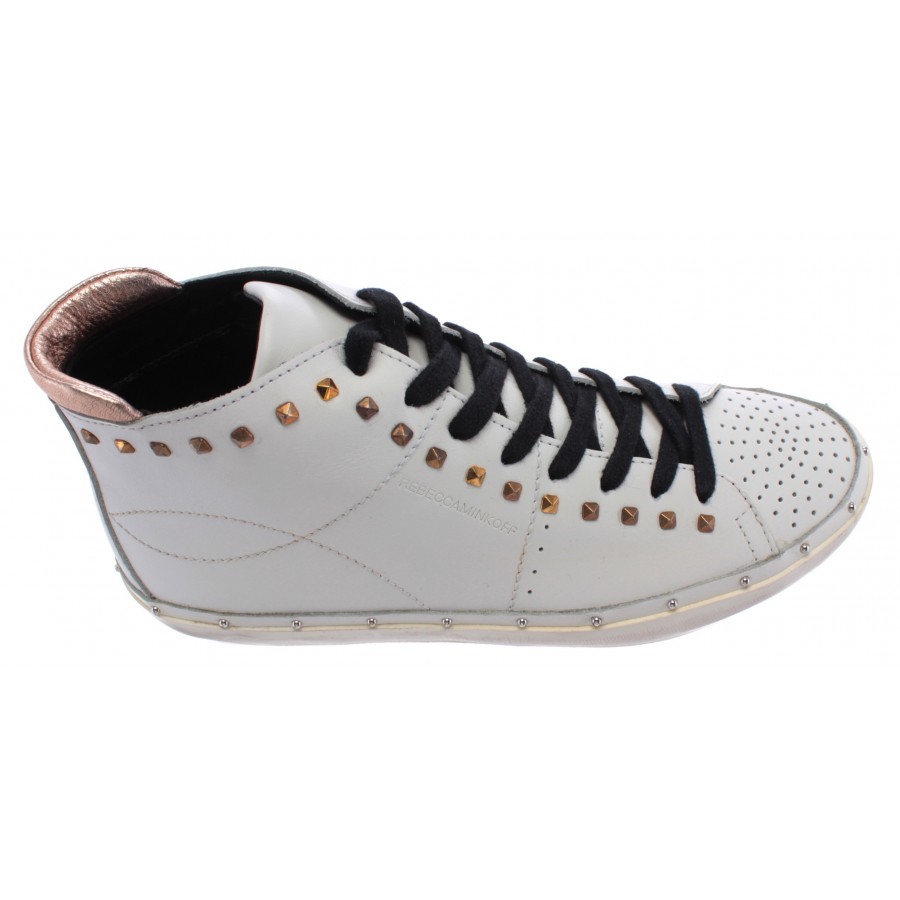Scarpe Donna Sneakers REBECCA MINKOFF Michell Studs Nappa White High New Bianche