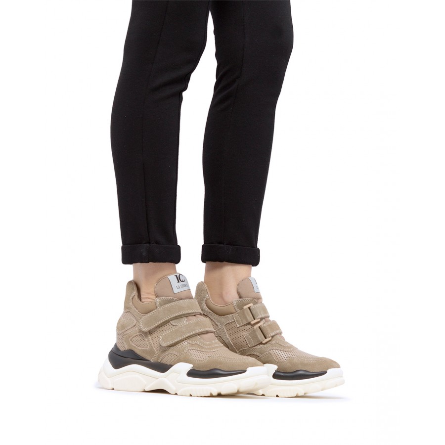 Women's Sneakers LA CARRIE P011K Crosta Sab Leather Synthetic Beige