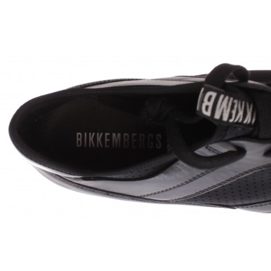 Herren Schuhe Sneakers BIKKEMBERGS BKE 108691 Runner Leather Black Schwarz Italy