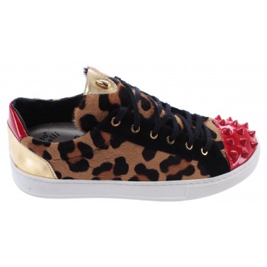 Damen Schuhe Sneakers ROBERTO BOTTICELLI Limited Pony Leopard Gold Italy Neu New