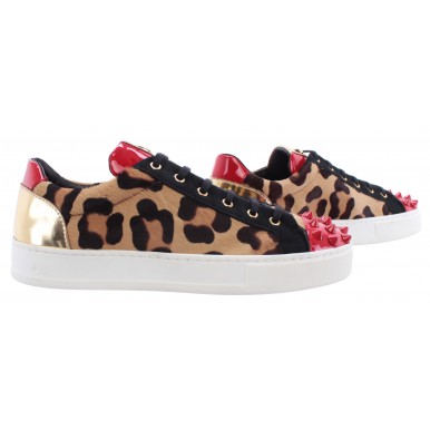 Chaussure Femmes Sneakers ROBERTO BOTTICELLI Limited Pony Leopard Gold Italy New