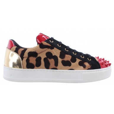 Damen Schuhe Sneakers ROBERTO BOTTICELLI Limited Pony Leopard Gold Made In Italy