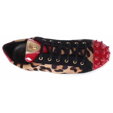 Damen Schuhe Sneakers ROBERTO BOTTICELLI Limited Pony Leopard Gold Made In Italy
