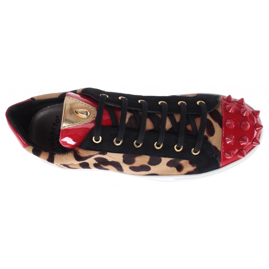 Scarpe Donna Sneakers ROBERTO BOTTICELLI Limited Pony Leopard Gold Made In Italy