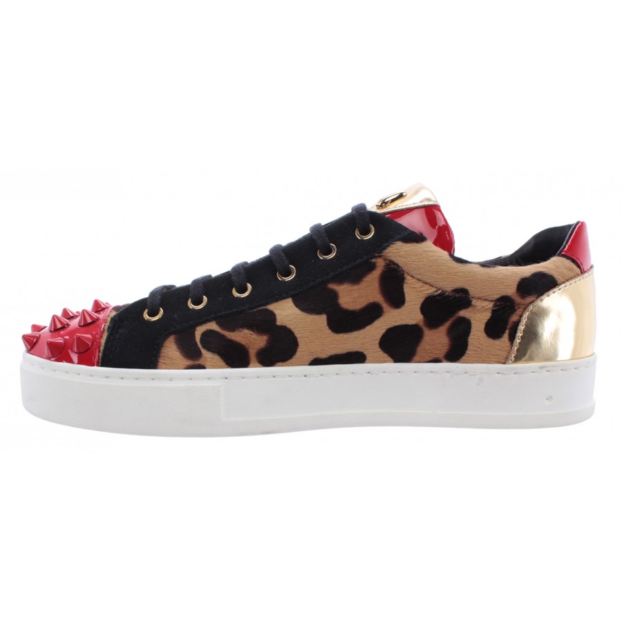 Scarpe Donna Sneakers ROBERTO BOTTICELLI Limited Pony Leopard Gold Made In Italy