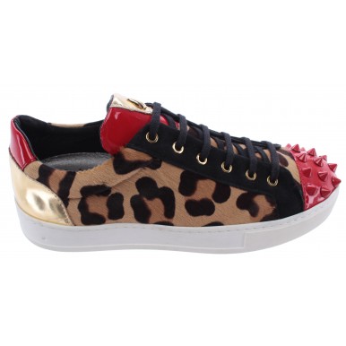 Chaussure Femmes Sneakers ROBERTO BOTTICELLI Limited Pony Leopard Gold Italy New