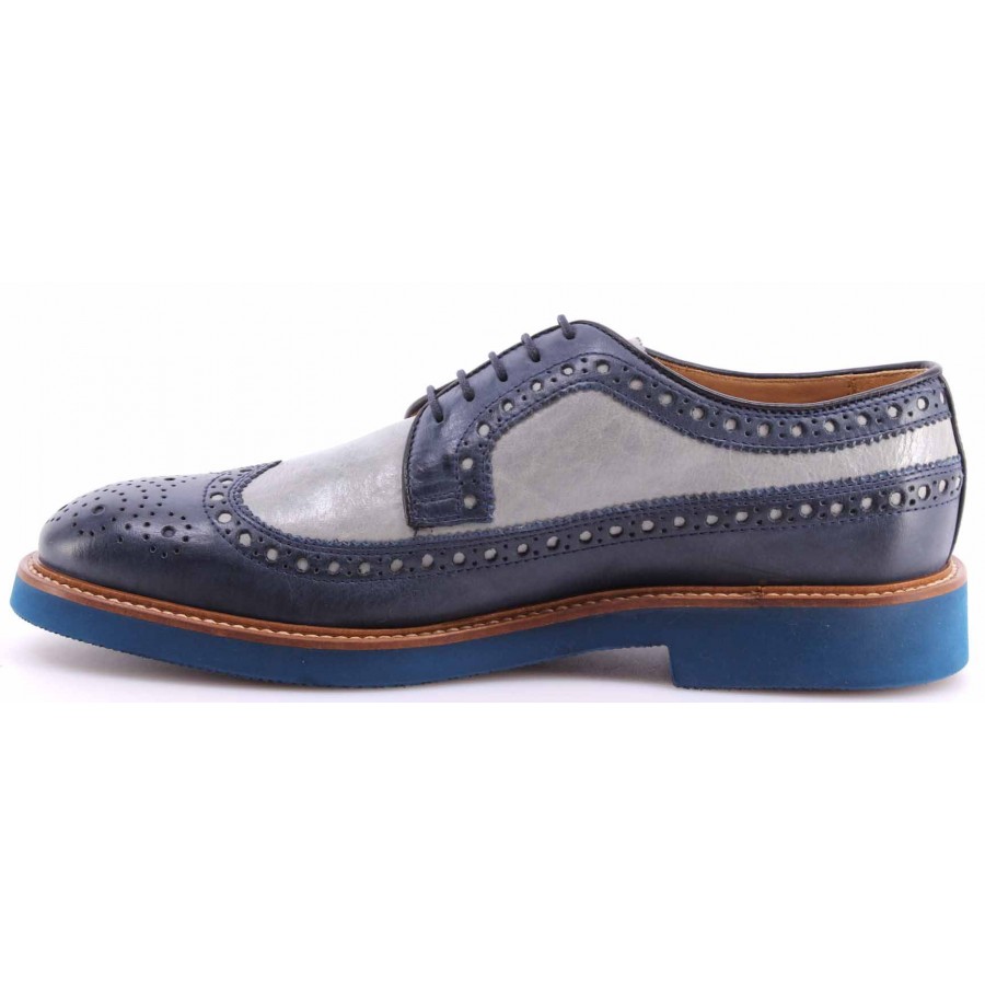 Men's Shoes Classic LA MARTINA L3025206 Opus Blue Opus Perla Leather Italy New 