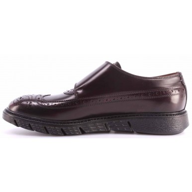 Men's Elegant Shoes BARRACUDA BU2882A Abrasivato Bordo Leather Bordeaux Buckles