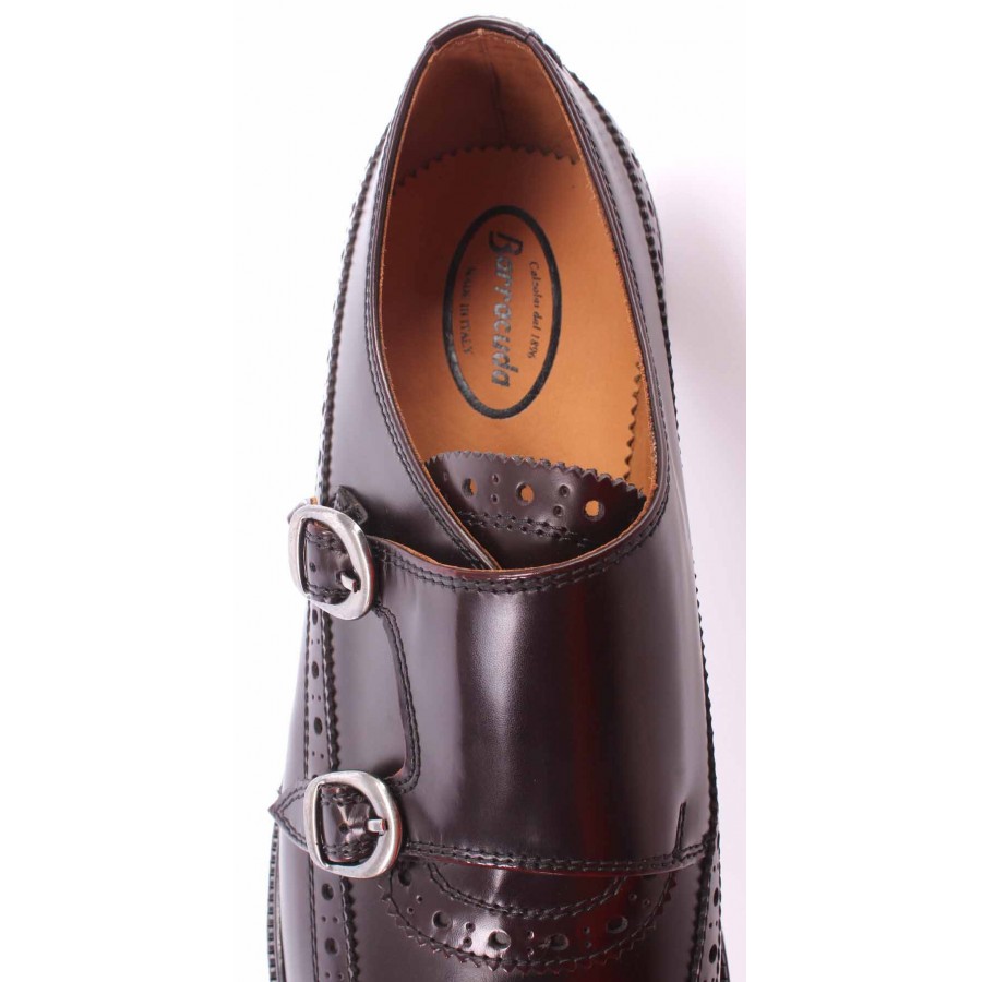 Men's Elegant Shoes BARRACUDA BU2882A Abrasivato Bordo Leather Bordeaux Buckles