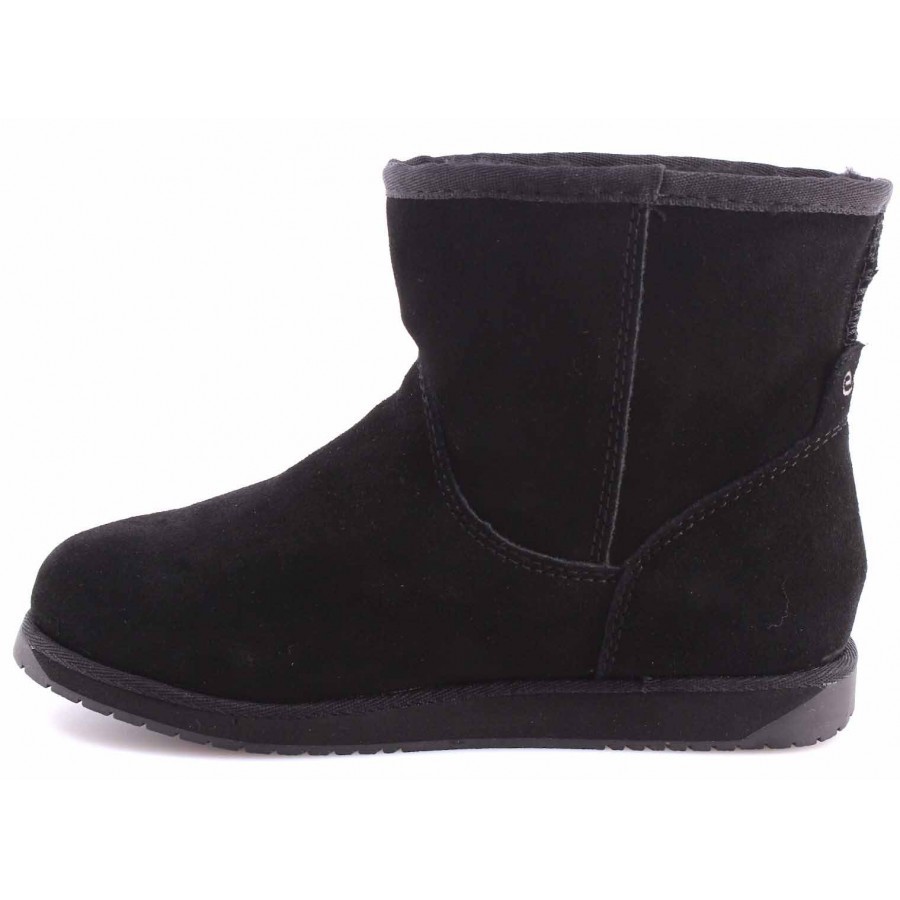 Women's Ankle Boot Shoes EMU Spindle Mini W11019 Black Noir Wool Lining Suede
