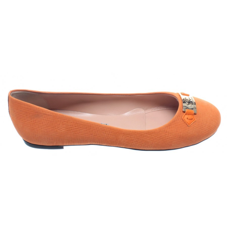 Women's Shoes Ballerinas LA MARTINA L1102162 Morgan Arancio Leather Orange New