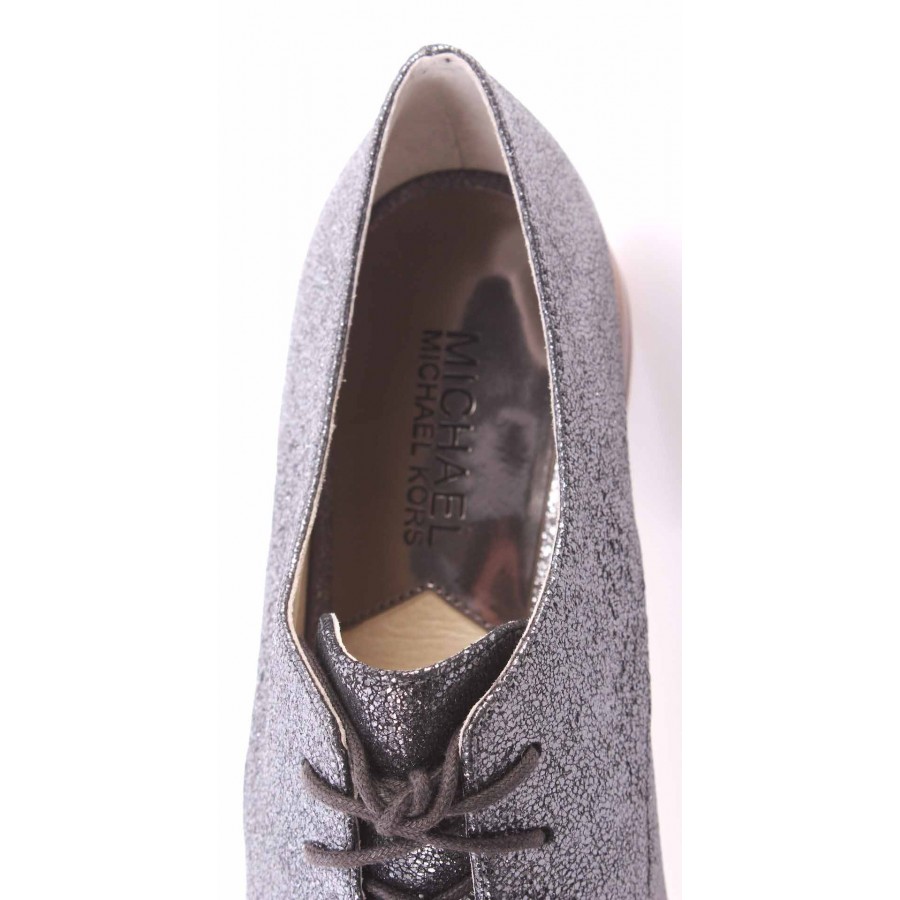 Women's Shoe MICHAEL KORS Pierce Lace Up Gunmetal Sparkle Metallic New