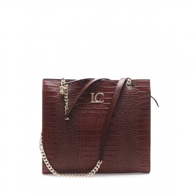 Woman's Shoulder Bag LA CARRIE 102P-VA-132 Angel Burgundy Leather