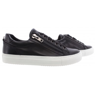 Scarpe Uomo Sneakers CULT Bowie Leather Black Low Pelle Nera British Style Nuove