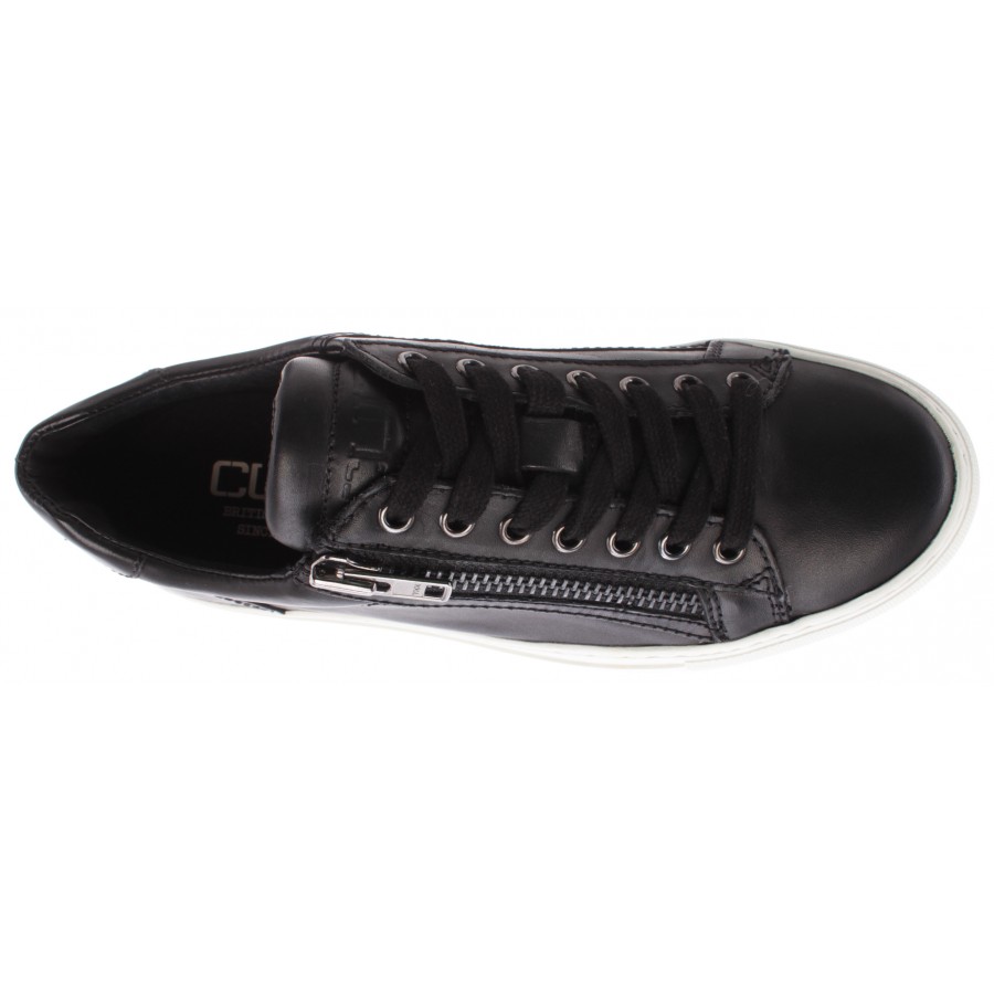 Scarpe Uomo Sneakers CULT Bowie Leather Black Low Pelle Nera British Style Nuove