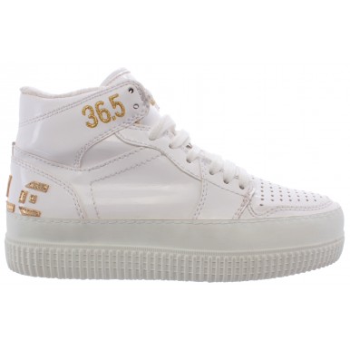 Chaussures Femmes Sneakers Cheville CYCLE 371246 Vern Bianca Lux Oro Cuir Blanc