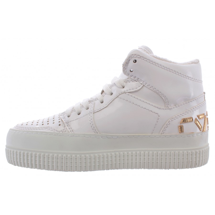 Women's High Top Sneakers Shoes CYCLE 371246 Vern Bianca Lux Oro Leather White