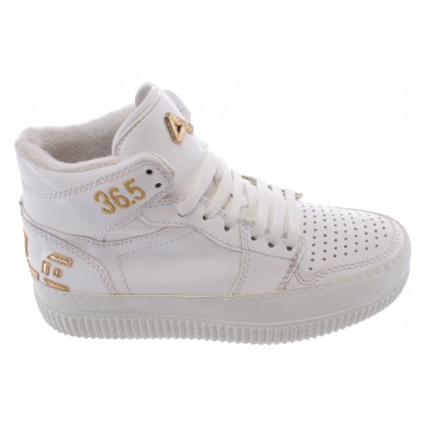 Damen Schuhe High Top Sneakers CYCLE 371246 VL2 Vern Bianca Lux Oro Leder Weiß