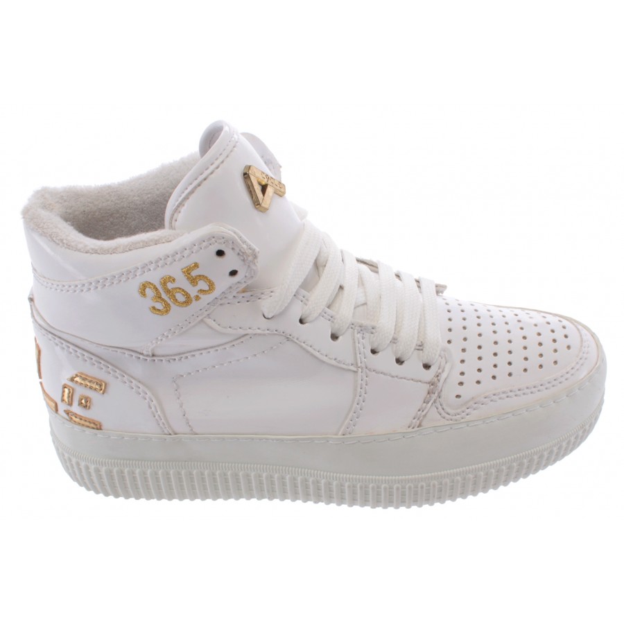 Damen Schuhe High Top Sneakers CYCLE 371246 VL2 Vern Bianca Lux Oro Leder Weiß