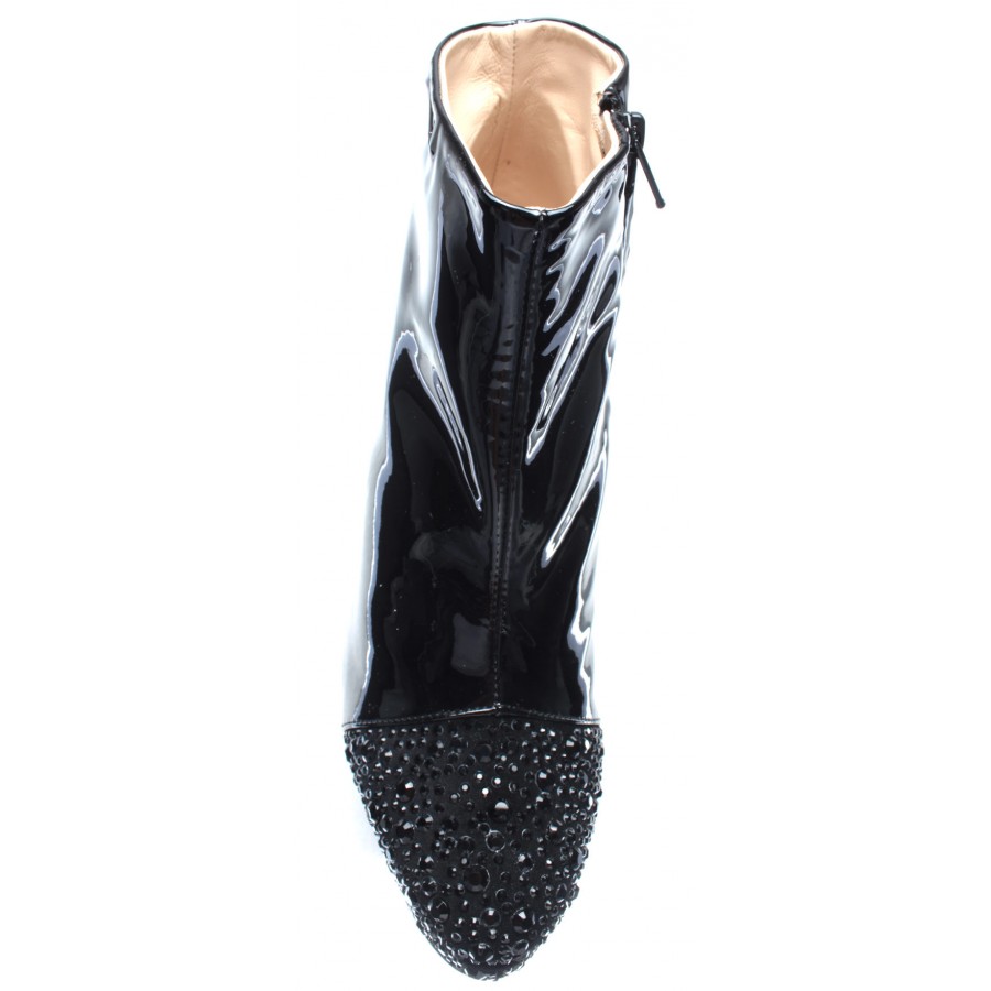 Women's Ankle Boots Heels RICHMOND 1638 Velour Nero Patent Leather Black Studs