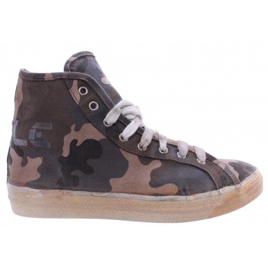 Chaussures Homme Sneakers Haut CYCLE Toile Mimétique Camouflage Made In Italy